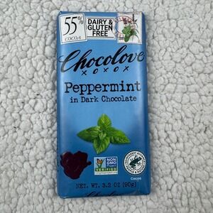 Chocolove Peppermint in Dark Chocolate 55% Cocoa Dairy Gluten Free 3.2oz Bar